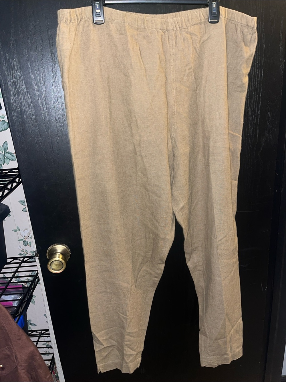 Chico's DESIGN Light Tan Elastic-Waist Casual Trousers